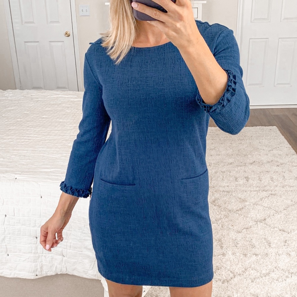Cynthia Rowley 3/4 Sleeve Blue Shift Dress